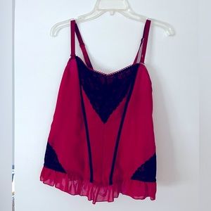 Torrid Red With Black Lace Trim Corset Type Lingerie Top